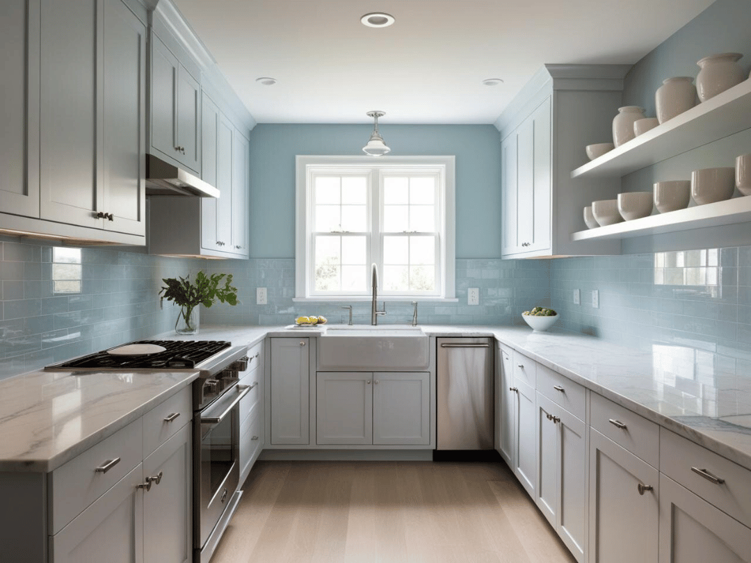 Colors to Make A Room Look Bigger Skylight Blue Kitchen