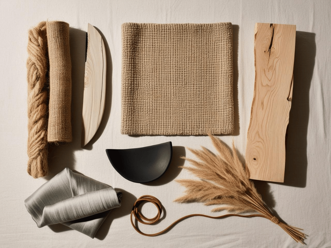 Japandi Style Guide Flatlay Natural Material Selection