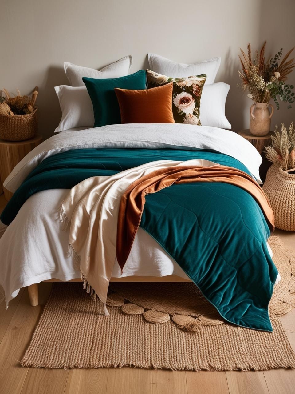 Boho Bedroom Textile Layering