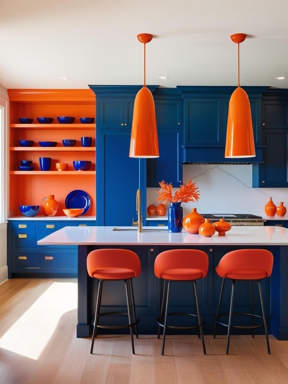 Cobalt Tangerine Color Scheme Kitchen