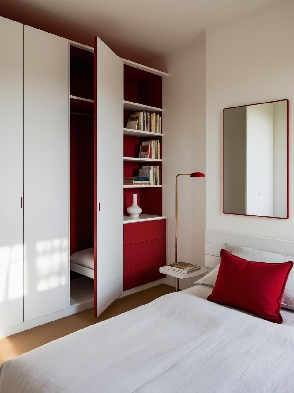 Cherry Red Bedroom Ideas Small Space Accents