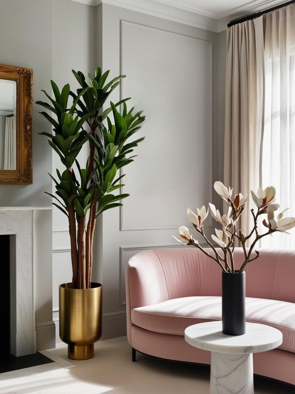 Rococo-Inspired Living Room Plants