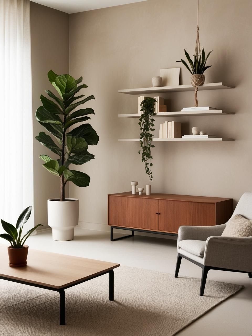 Cozy Minimalist Living Room Plants