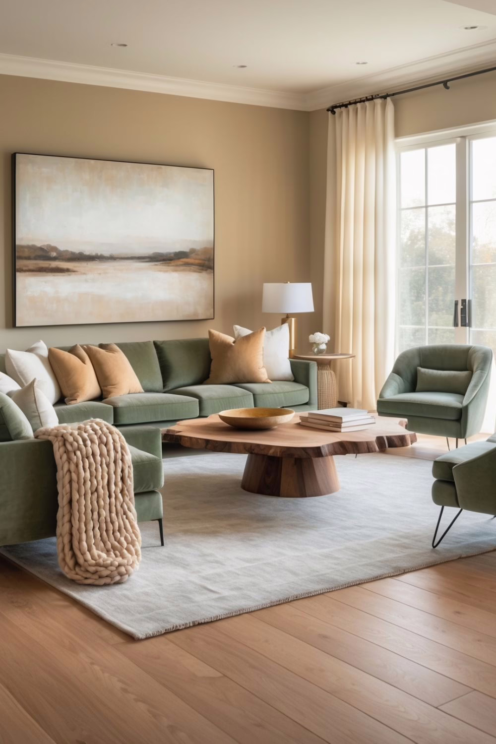 Accessible Beige and Green Living Room Accessible Beige and Green Living Room