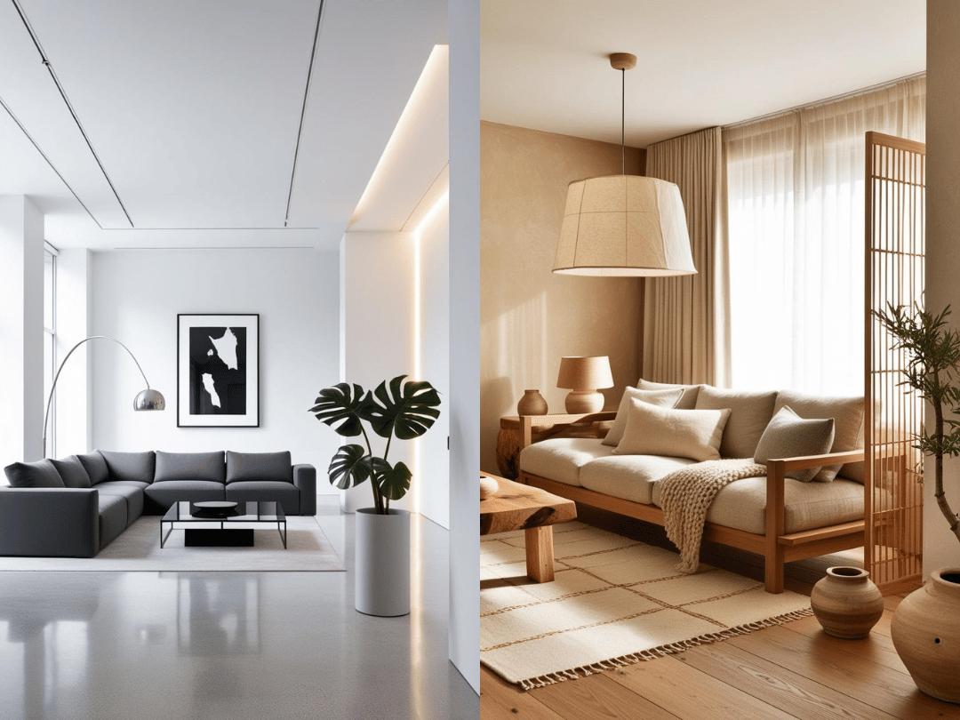 Japandi vs Minimalism Interior Style Living Room