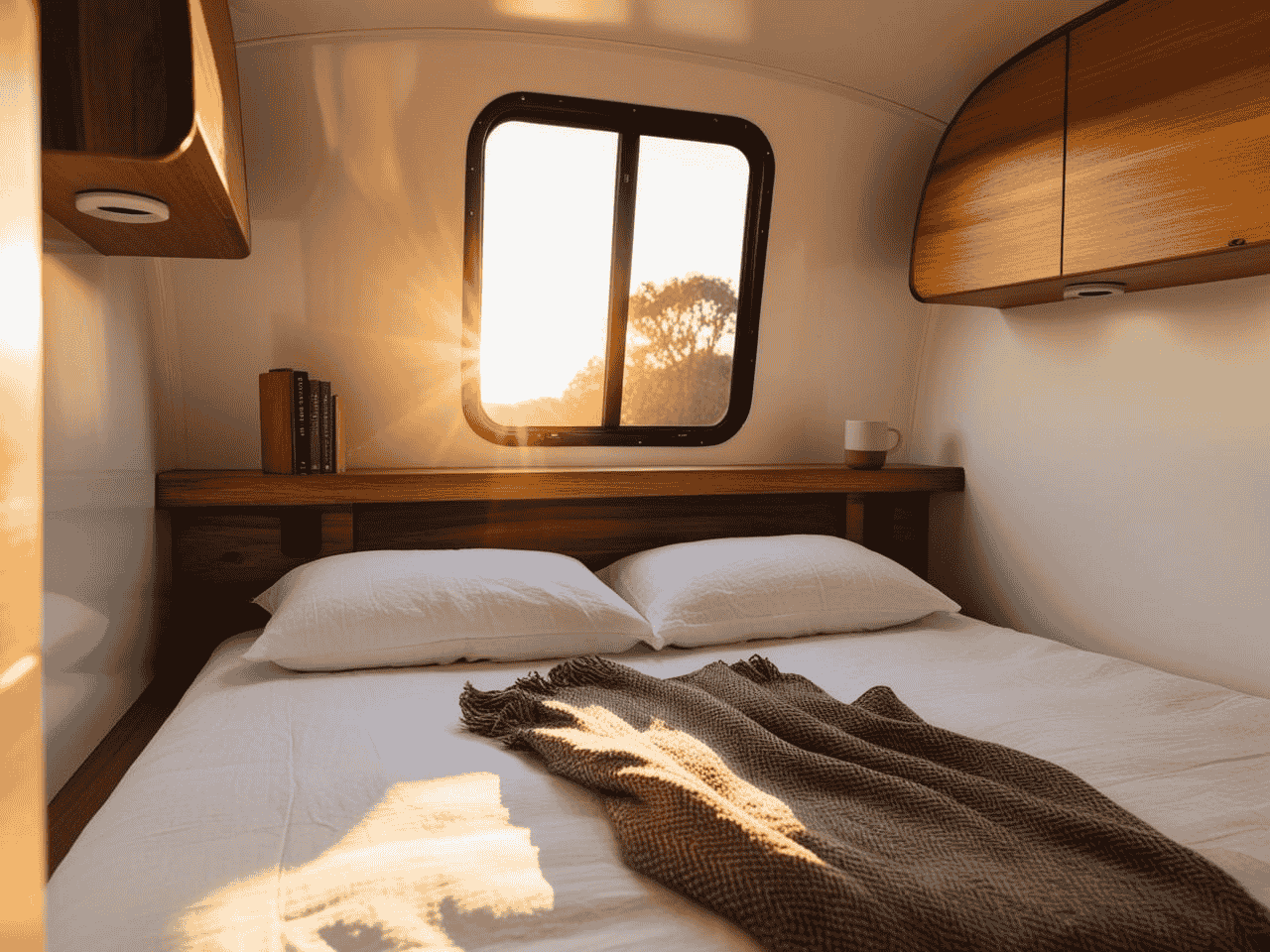 Cozy Minimalism Camper Van Bedroom